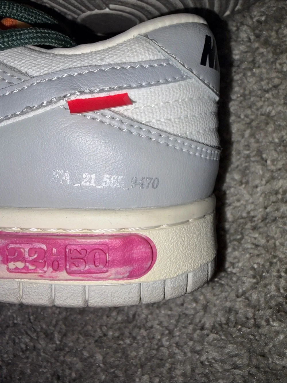 Nike Off-White Dunk Low Lot 22 of 50 Sail Grey DM1602-123 Size 5.5W / 4Y Auth